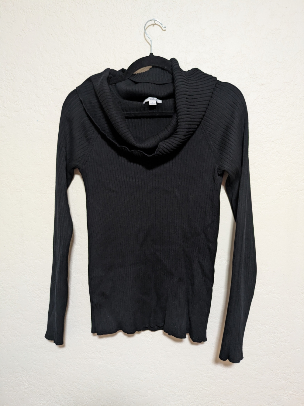 Indigo Black Ribbed Cowl Neck Sweater